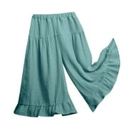 Kids Loose Casual Pants Summer New Toddler Baby Girl's Wide Leg Pants Solid Color Cotton Soft Trousers Child Girl's Clothes Stylish Leisure Dailywear
